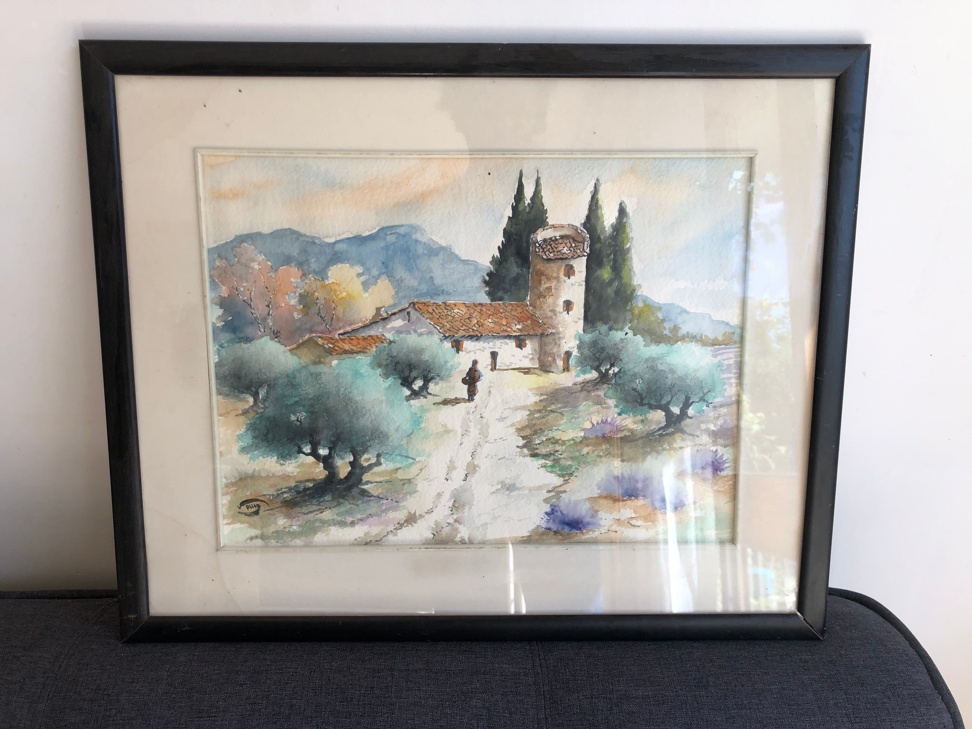 Aquarelle paysage de provence