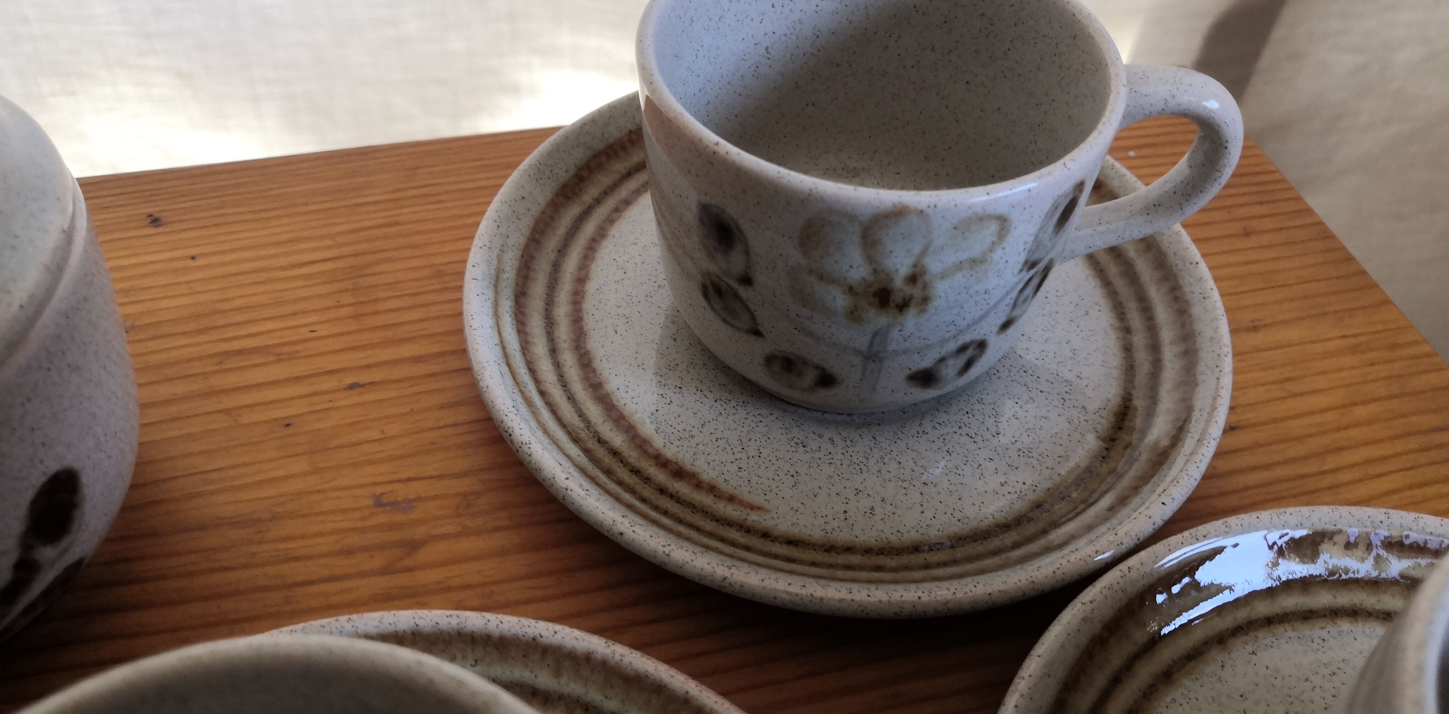 Service à café grès "Atelier d'art de Lorraine" Sarreguemines vintage