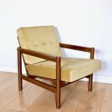 Fauteuil Vintage en Velours Olive, Années 70