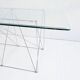 Foldable steel & glass dining table by Max Sauze 1970s