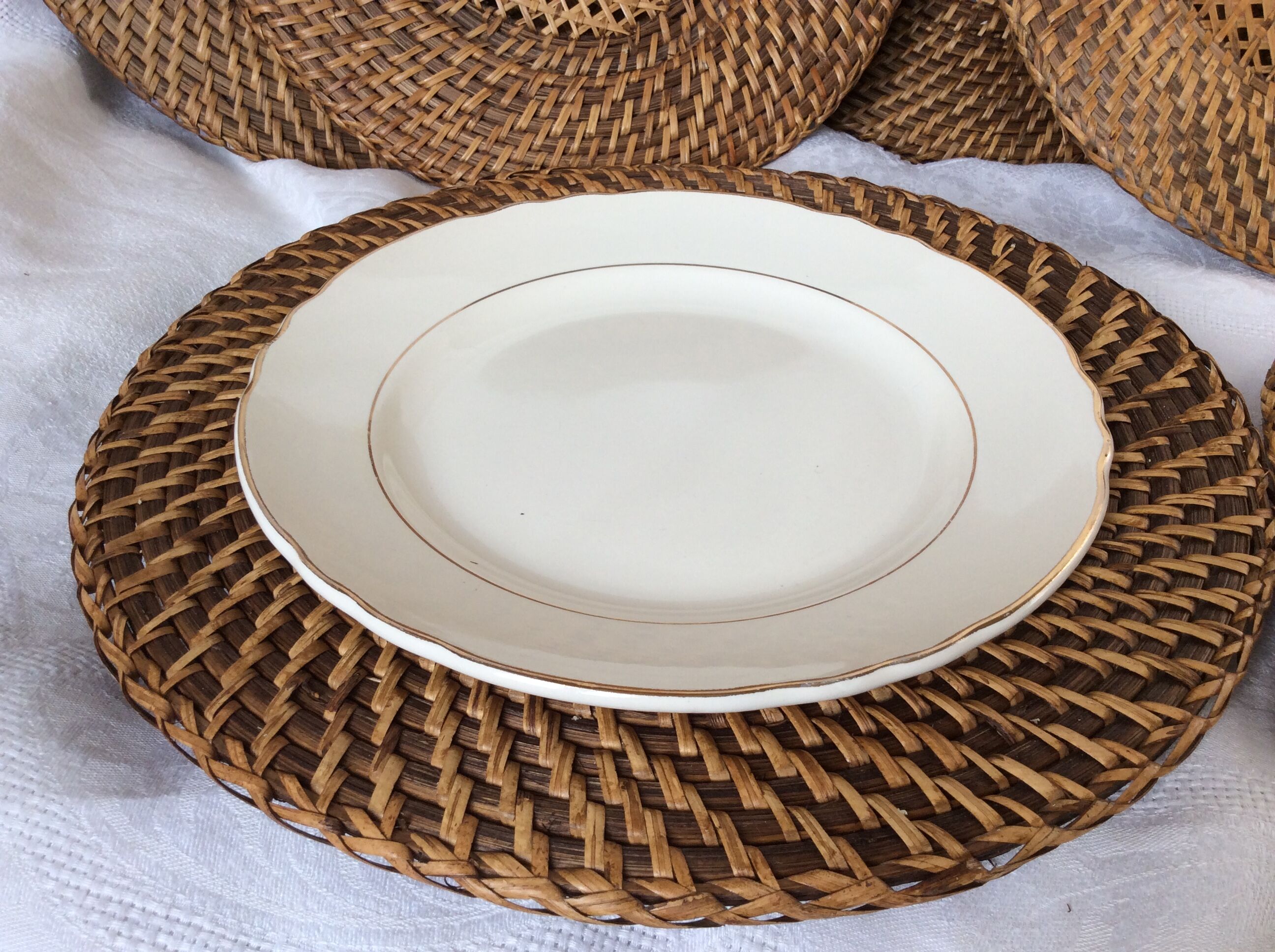 Ten rattan plates, basketry, wicker