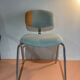 Chair 70s sky blue velvet and mustard
