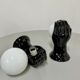 2 black ceramic hand lamps from the 70s / vintage and opaline lamp
