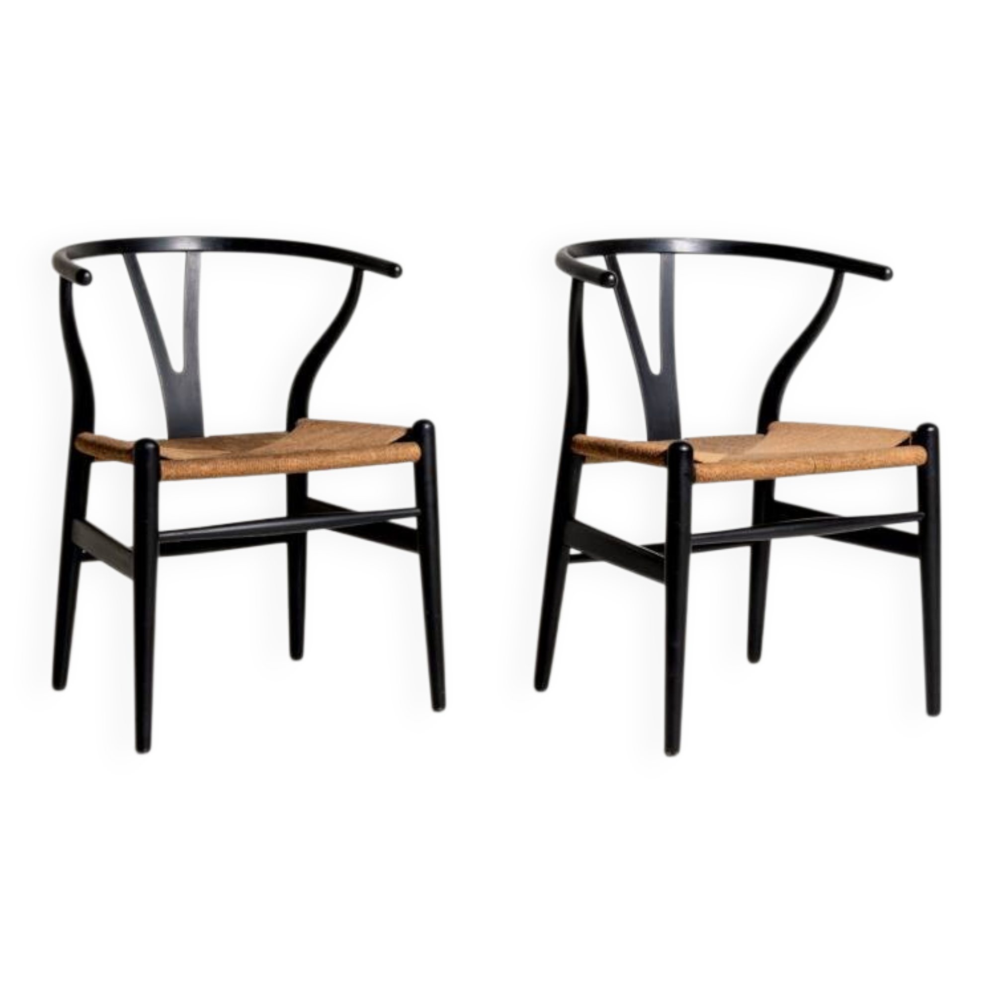 Ensemble de 2 chaises "Wishbone Chair" "CH24" par Hans J. Wegner, 1950