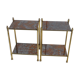 Pair of bedside tables in gilded brass and glass, midcentury