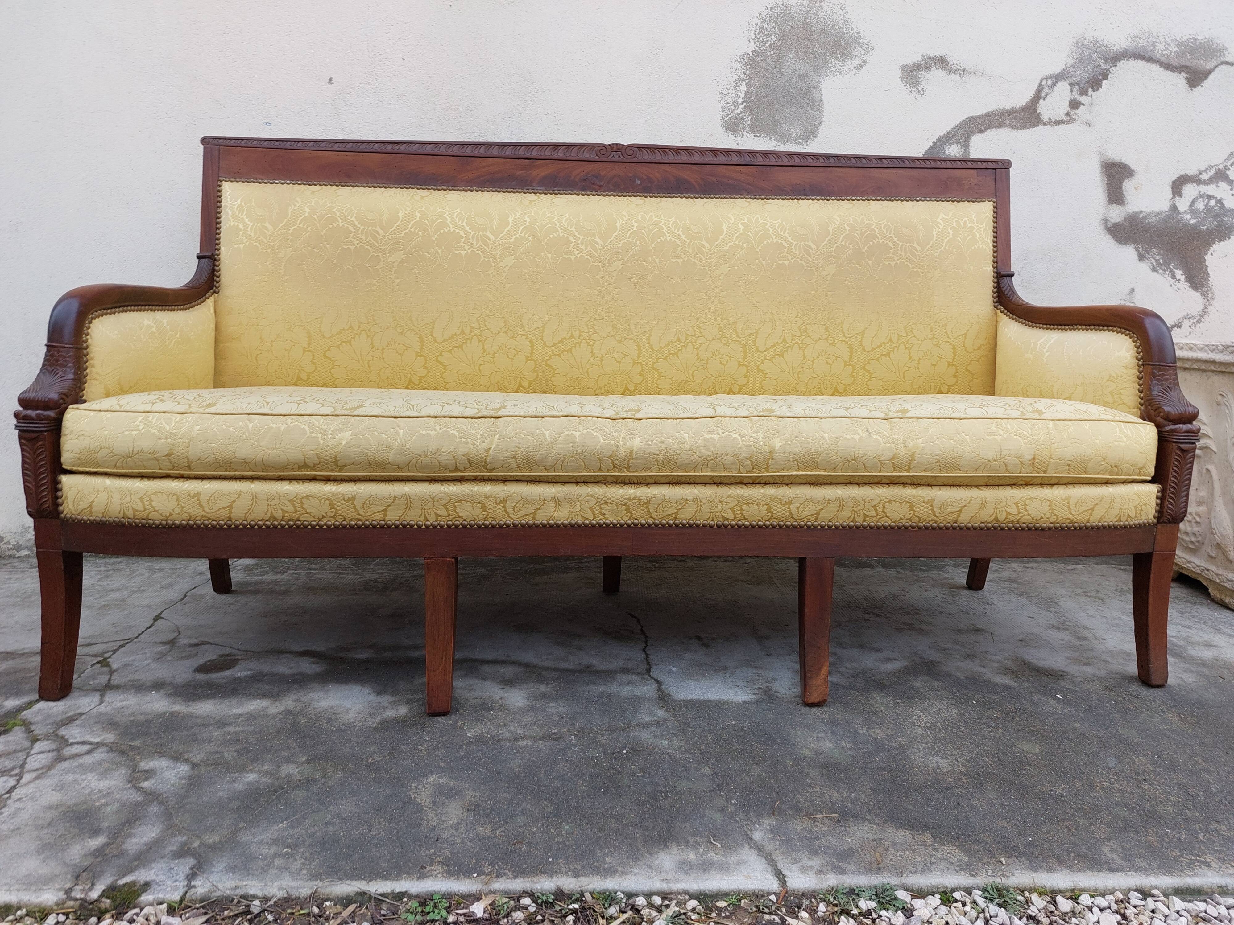 Vintage bench empire mahogany dolphin heads