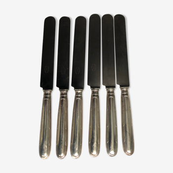 6 silver metal table knives