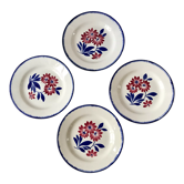 4 assiettes semi-creuses Gien modèle "Cancale" années 40