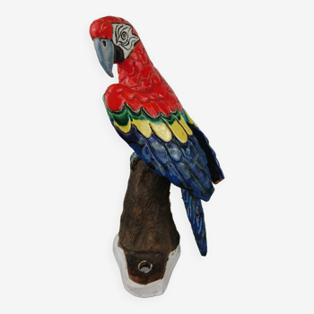 Enamelled ceramic parrot signed Maillard