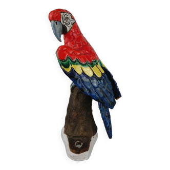Enamelled ceramic parrot signed Maillard