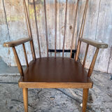 Antique BAUMANN Fan Chair Wood + Vintage Cushions #D877