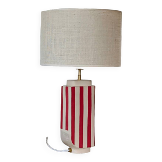 Hepburn ecru and red stoneware lamp
