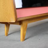 Restored 1960 chest of drawers by Jiroutek in oak with color-block drawers