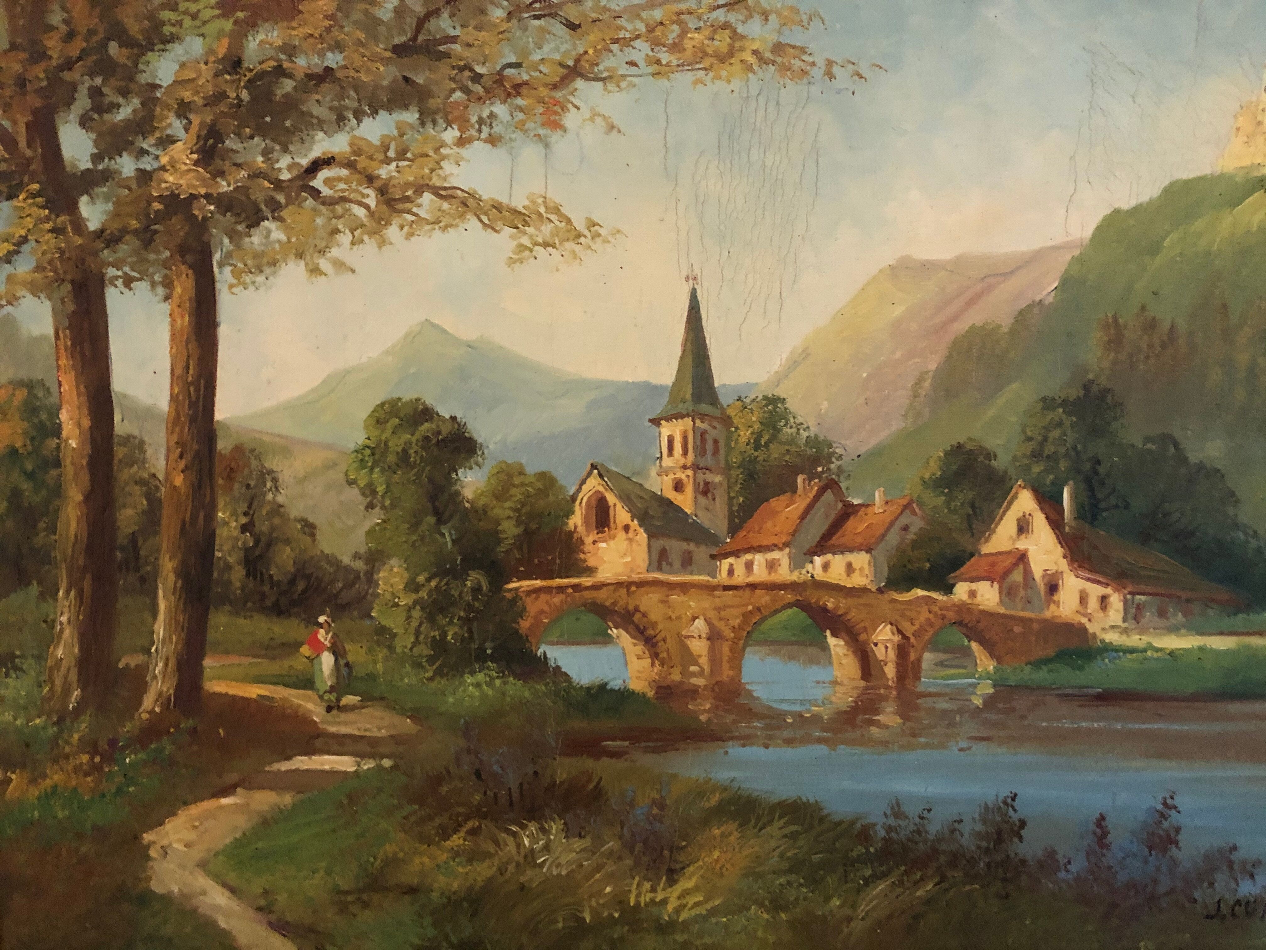 Oil on canvas: lively landscape