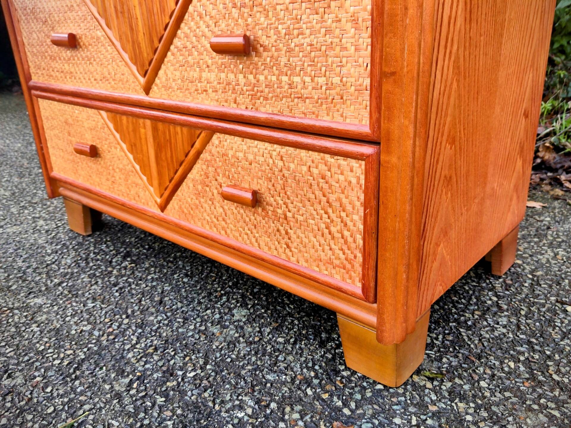 1960s rattan chest of drawers