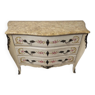 Commode style louis XV peinte à fleurs fabrication italienne