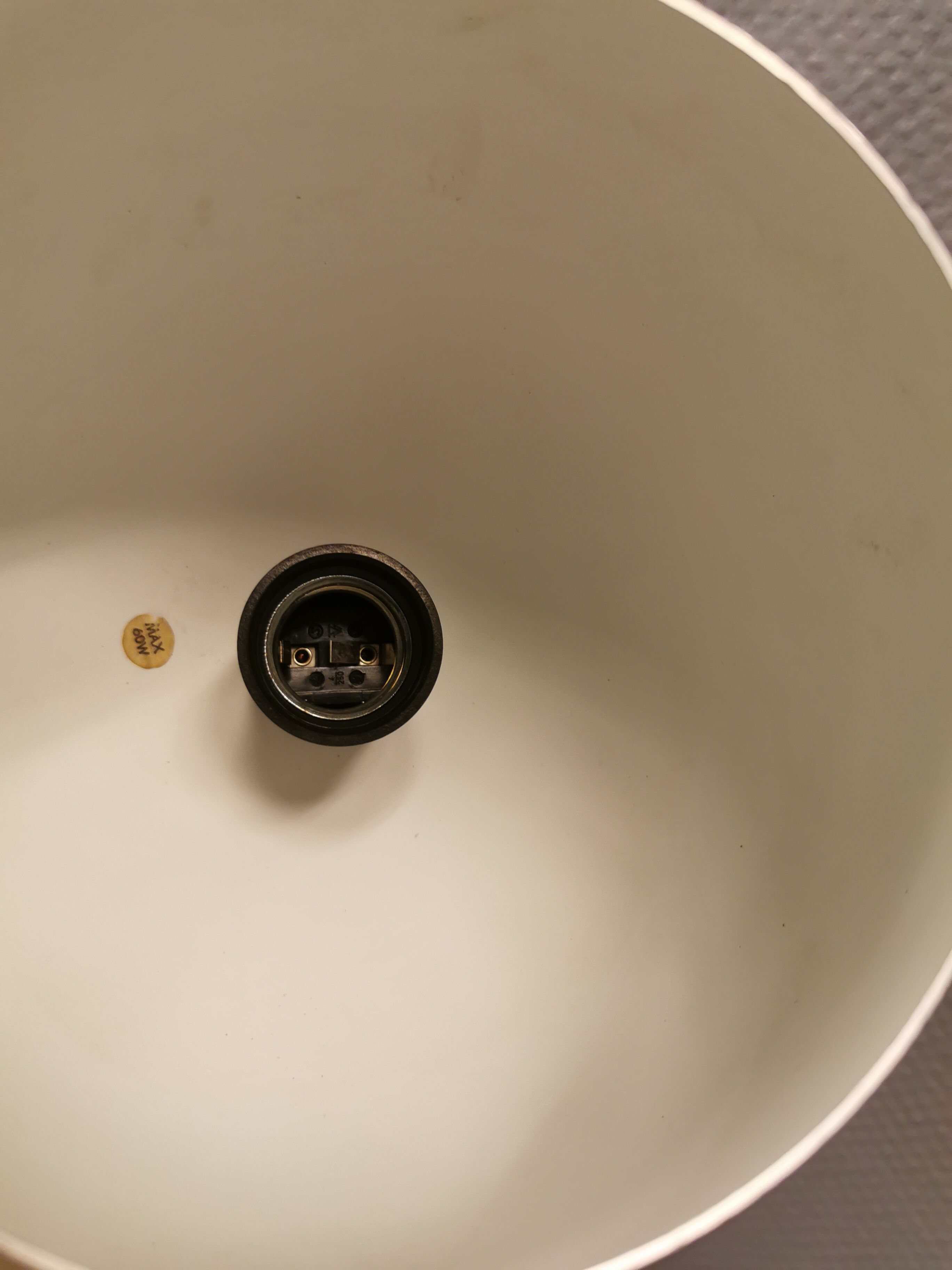 Danish ball lamp from the 80s, in gold colored lacquer.