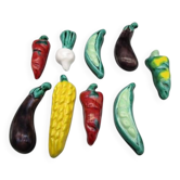 9 vintage 1950' ceramic vegetable knife holders from Vallauris/Ceramony