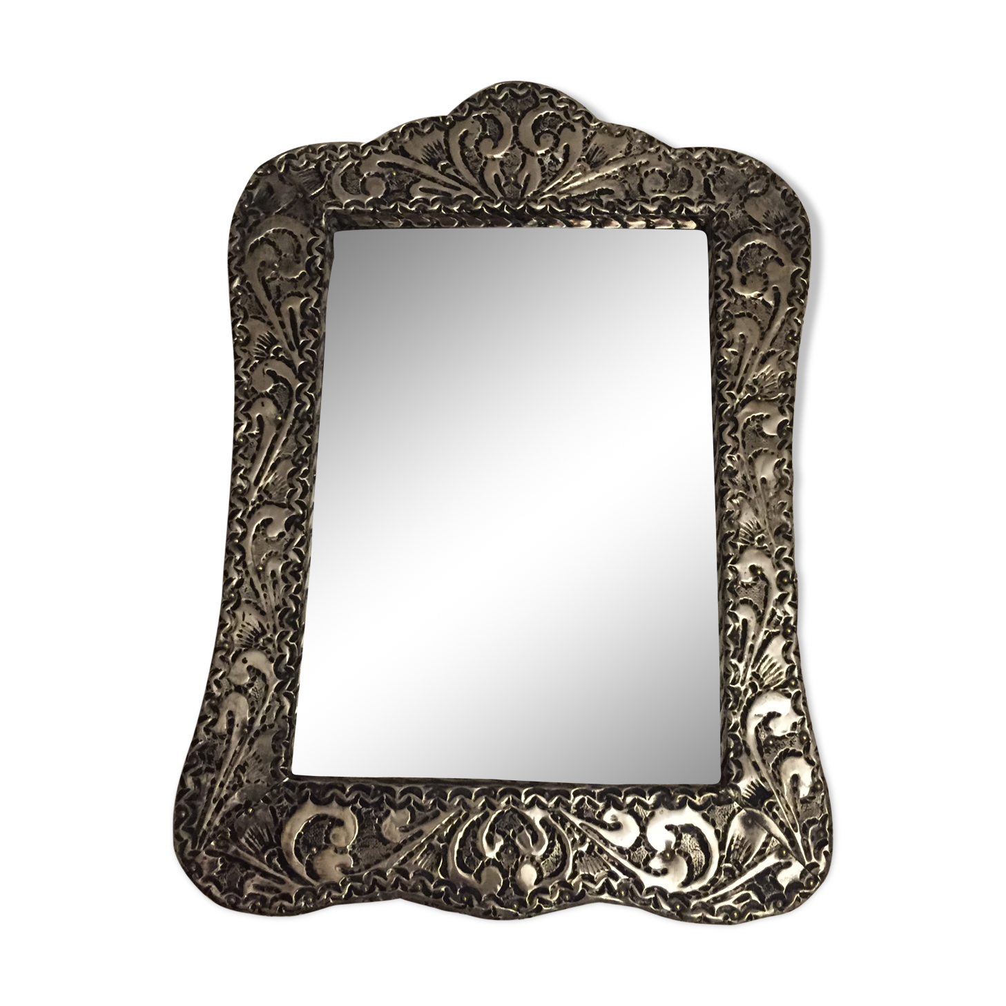 Silver metal table mirror 16x23cm