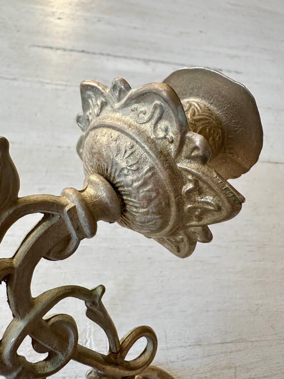 Pair of brass wall candle holders