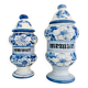 Set of two vintage painted ceramic apothecary pots