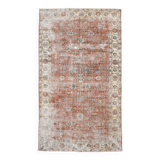 Tapis turc vintage shabby chic rouge pâle et bleu 5x9, 151x259 cm SK5619