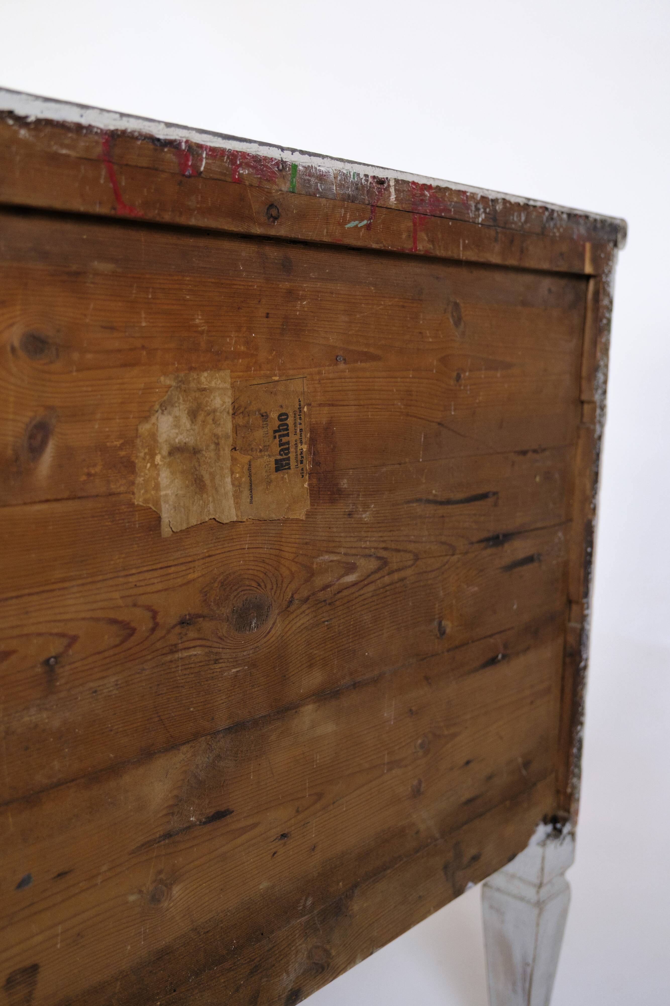 Gustavian Chest Of Drawers Grey Painted, Swedish Origin From 1840s