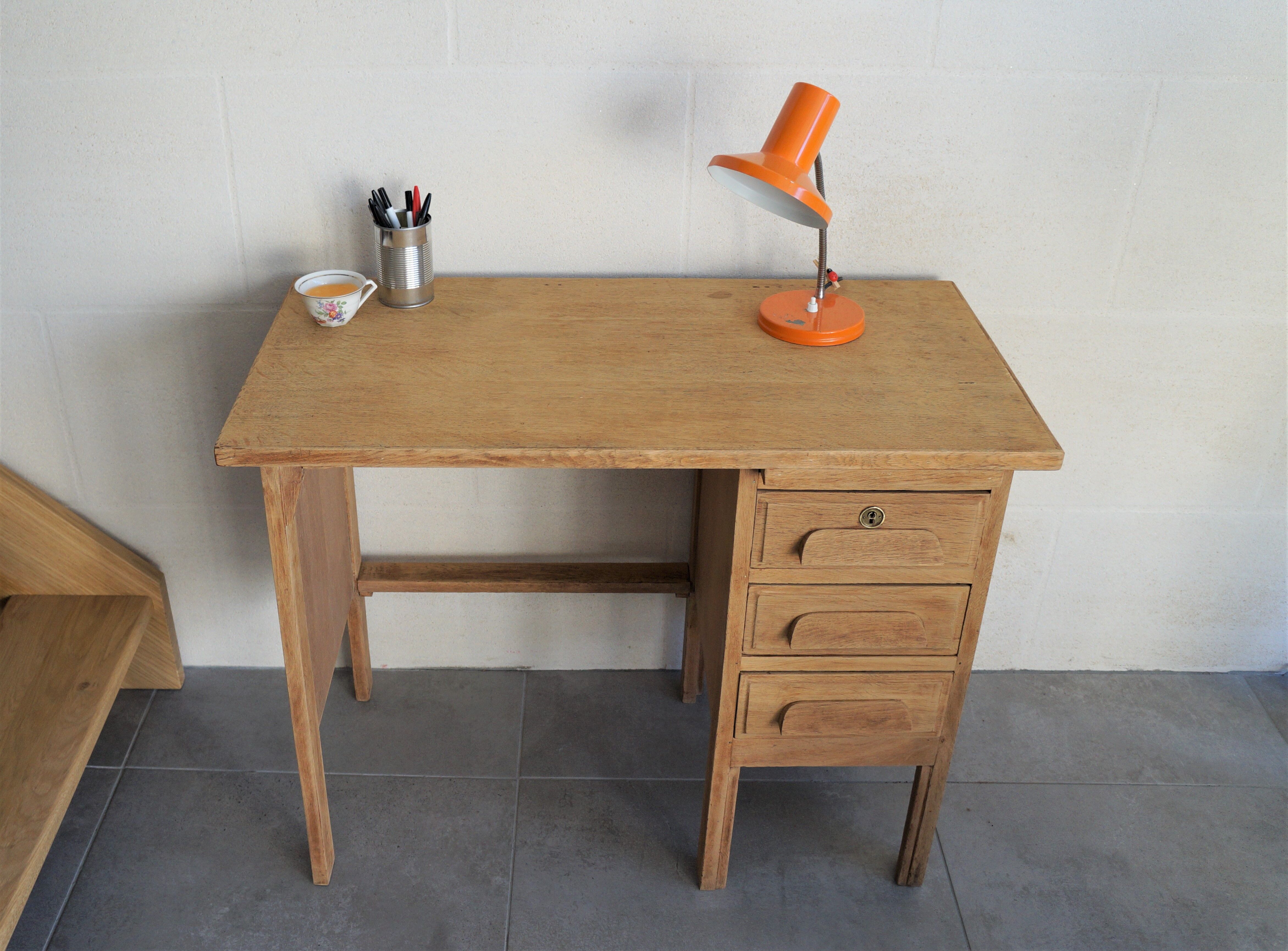 Bureau d'usine en bois annees 50