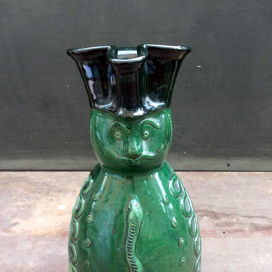 Terracotta jug in the shape of a soldier with a moustache