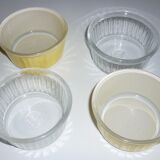Lot of 4 glass ramekins 2 transparent and 2 yellow