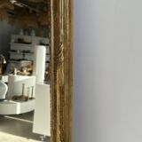 Large gilded mirror 19th century rounded corners mercury glass Louis XVI style