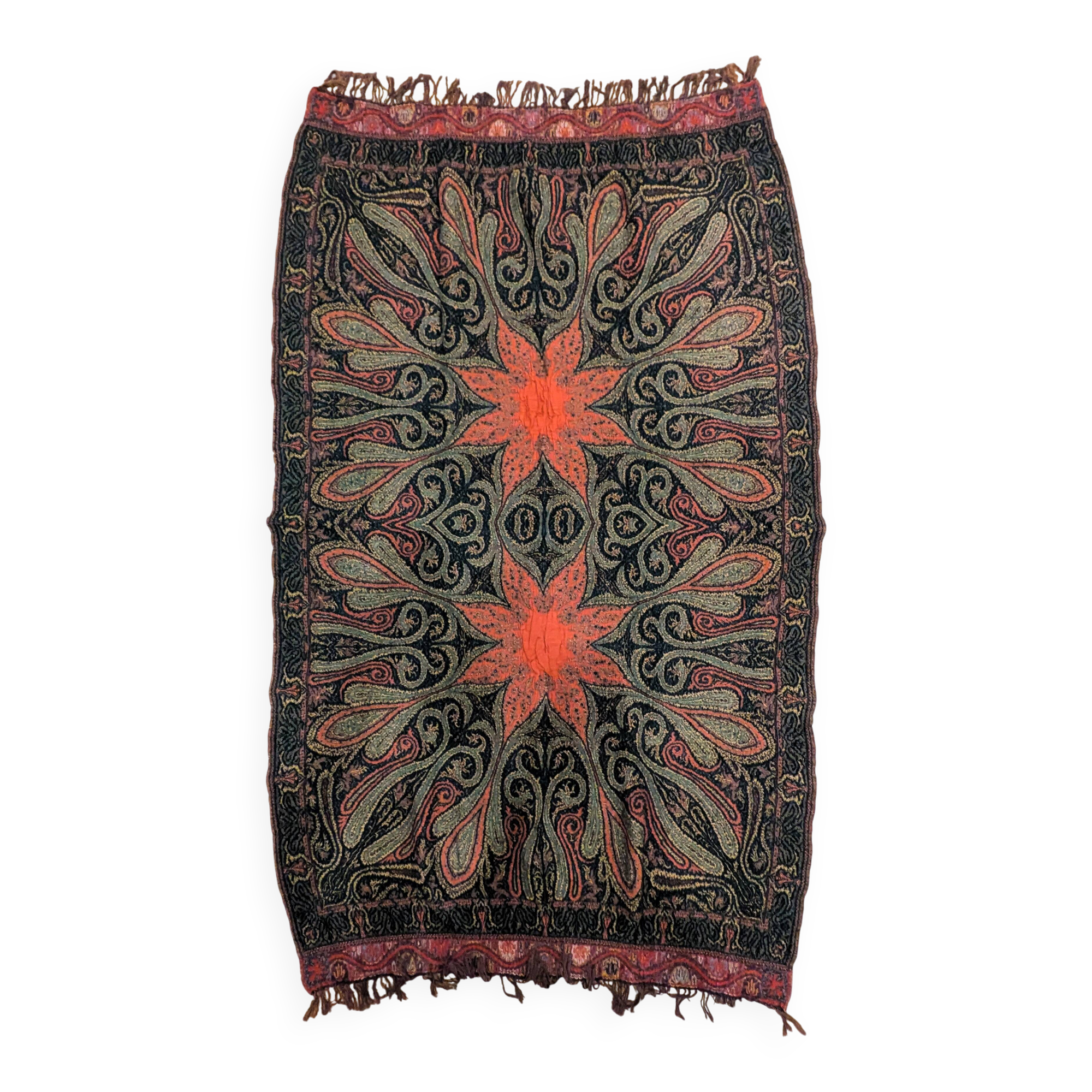 Wool Jacquard plaid with Jamawar design 173 × 109 cm