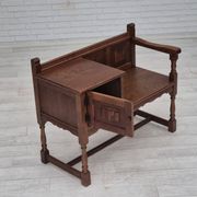 1960s, Danish bench, dark solid oak wood, plywood.