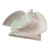 Cracked ceramic doves, signed Lejan