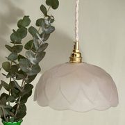 Suspension vintage motif fleur en verre dépoli