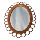 Oval rattan mirror from the 70s