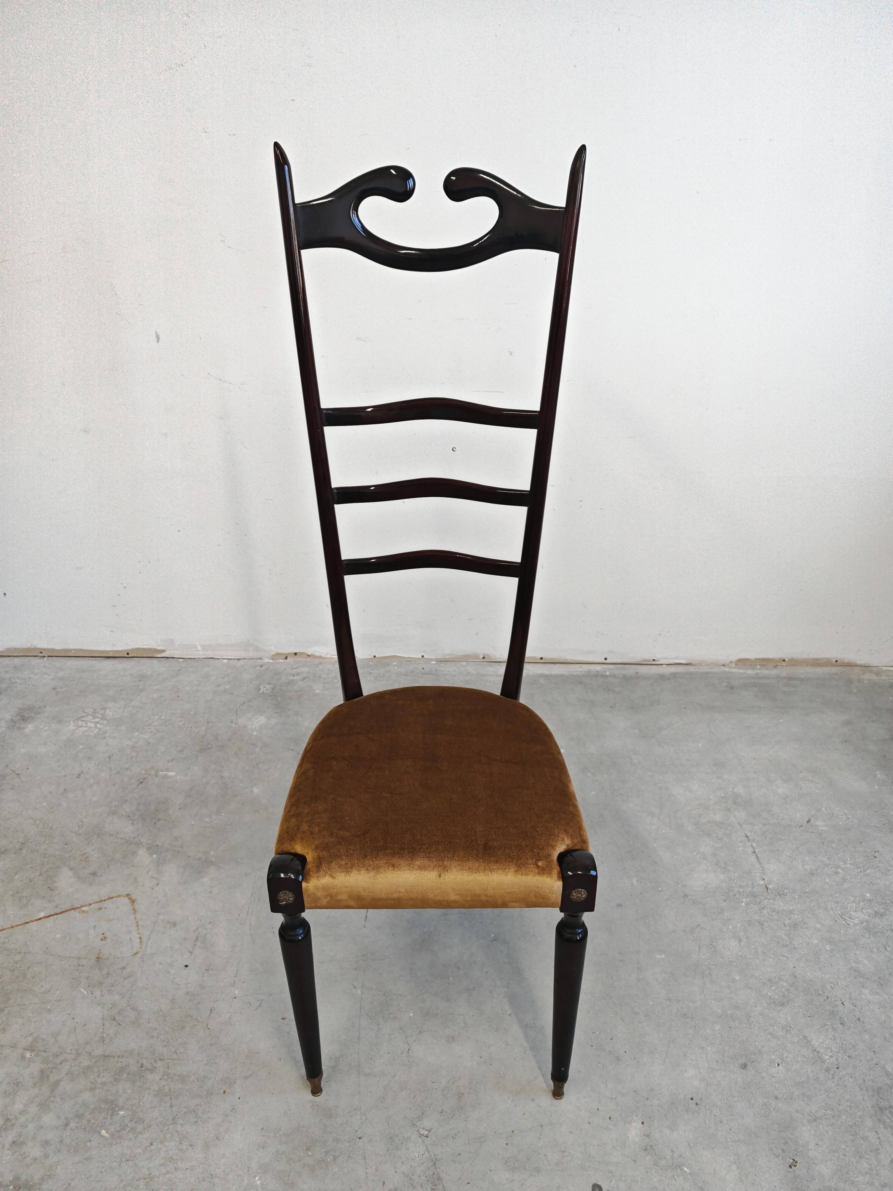 Chiavari chairs with high backs Mid Century Modern Paolo Buffa 1950s