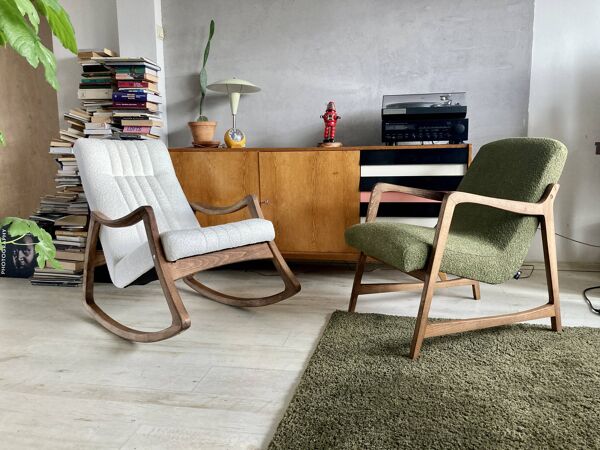 Fauteuil polonais original du milieu du siècle « type 364 » de la fin des années 50. Conçu par Barbara Fenrych-Węcławska