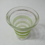 Vase en verre granité vert vintage