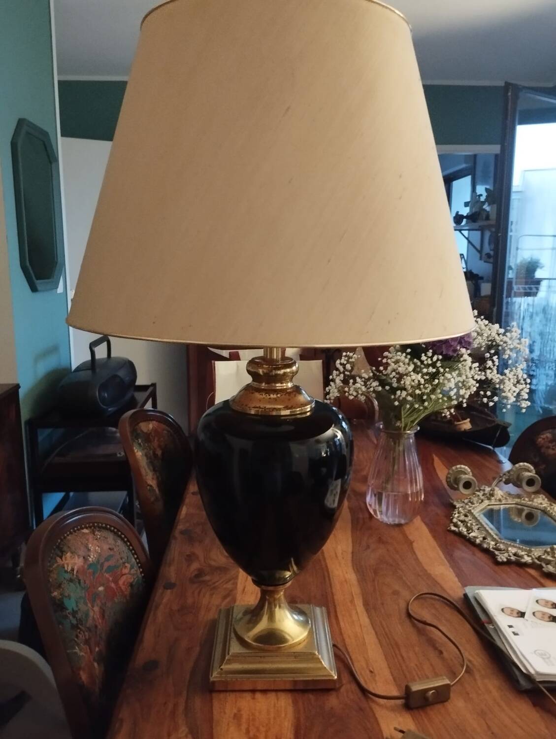 Grande Lampe de Bureau en Laiton de Maison Le Dauphin, 1970s