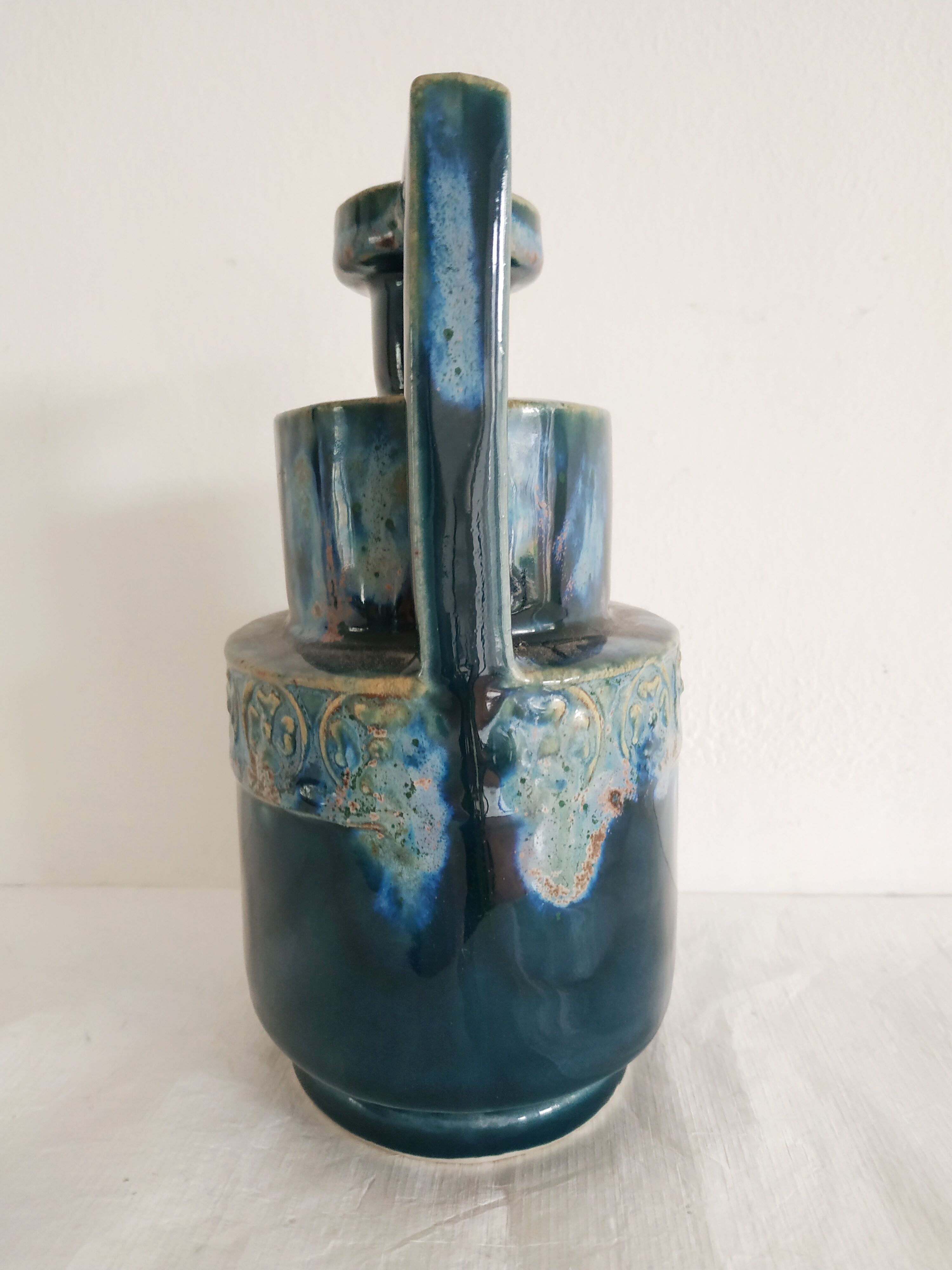 Vintage vase with blue enamels