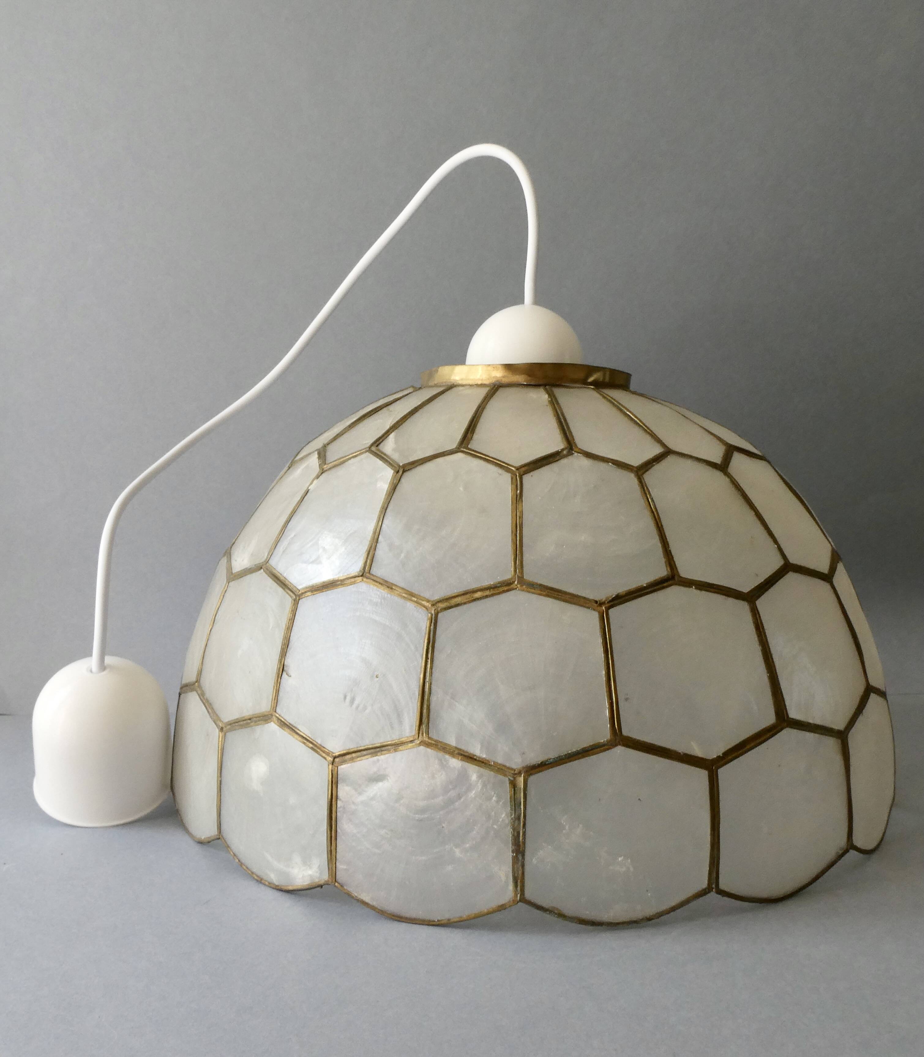 Mother-of-pearl mosaic pendant light, 1970s
