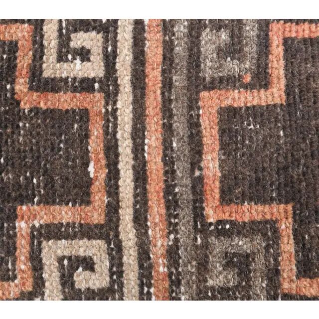 1960s orange geometric Turkish hand-knotted runner rug 81x337