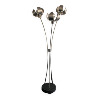 Tulip floor lamp in stainless steel and chrome metal from the 70s