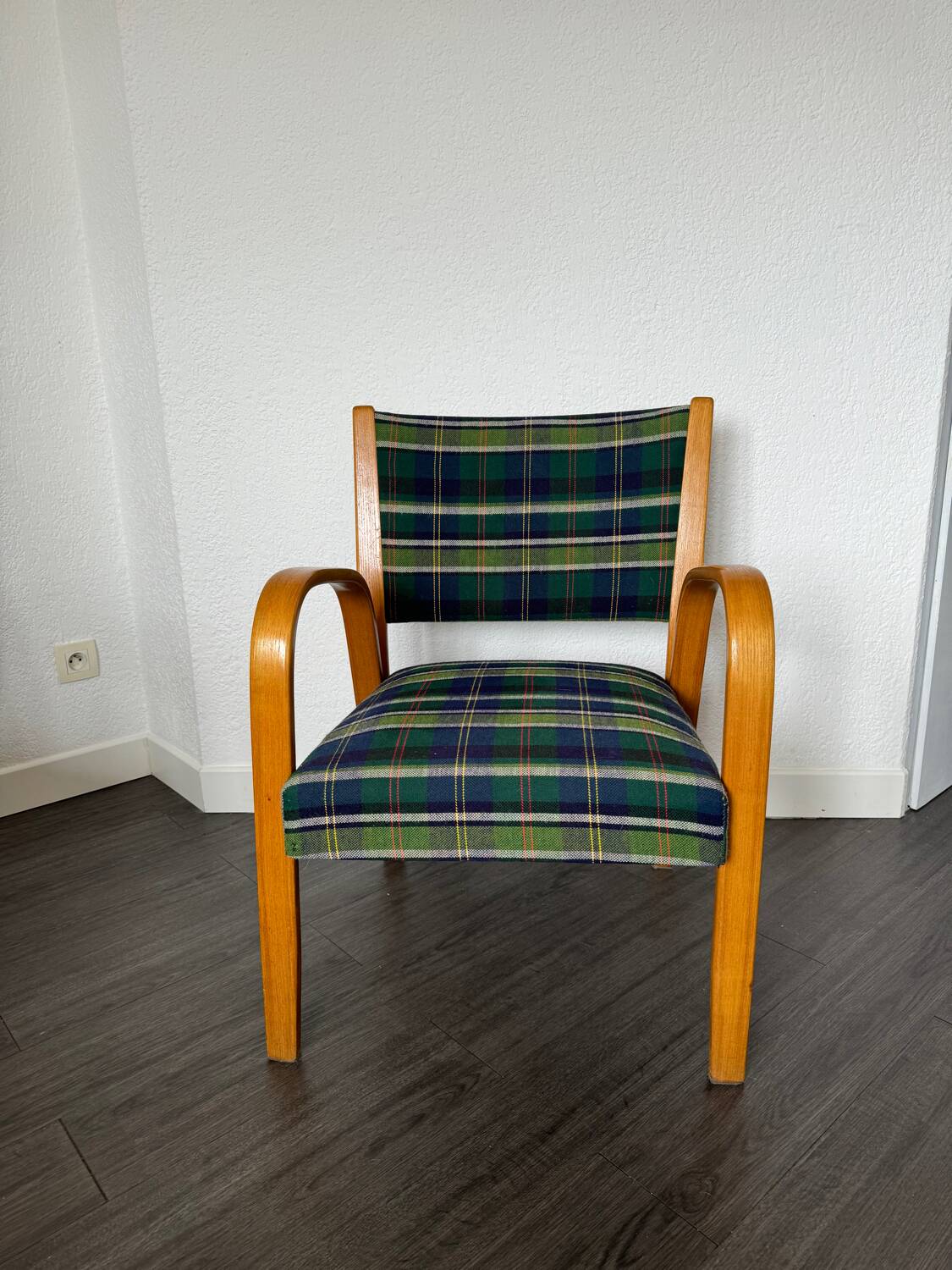 Fauteuil Bow Bois par Hugues Steiner 1950