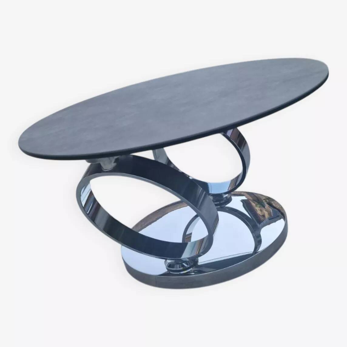 Page 1 of 8 Olympe table with swiveling glass and grey ceramic tops