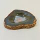 Vintage blue ochre agate slice tray, agate ashtray, 1960s