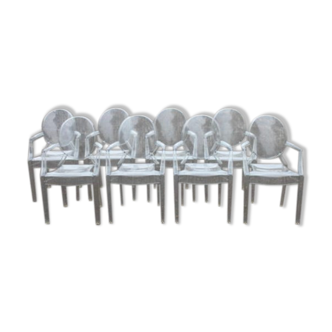 Set of 8 armchairs Louis Ghost designer Philippe Stark, Kartell