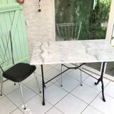 Marble and cast iron bistro table
