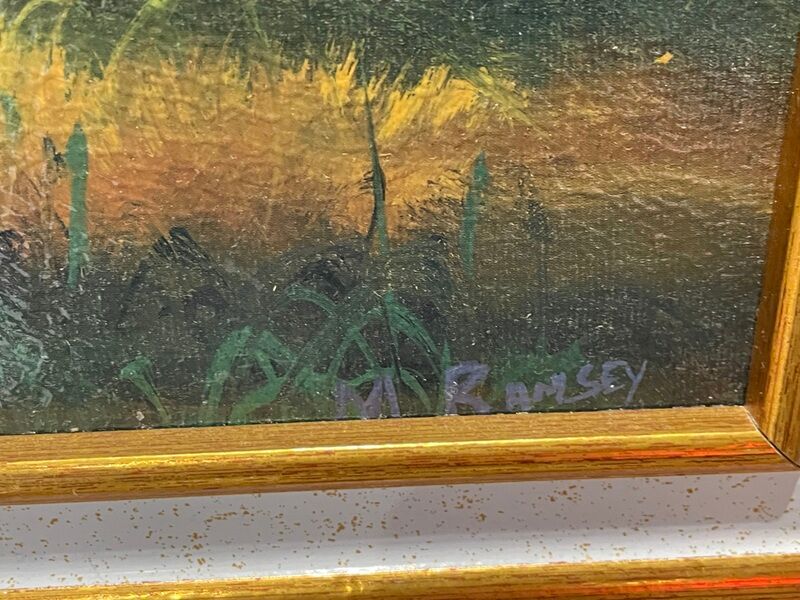 Landscape hamlet sea view - oil or acrylic on canvas , signed Ramsey